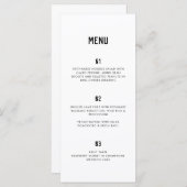 Moderne minimale Typografie Black White Wedding Menu (Voorkant / Achterkant)