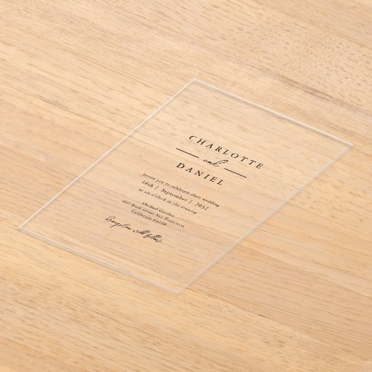 Moderne, minimale, typografie, bruiloft acryl uitnodigingen (Laagn)