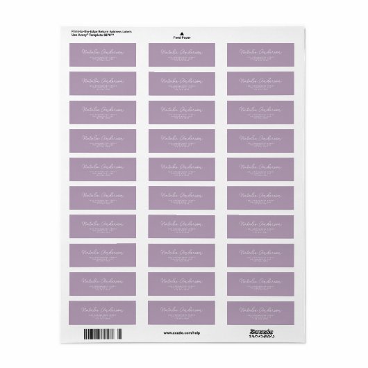 Moderne Minimale Typografie Casual Script Plum Etiket (Full Sheet)