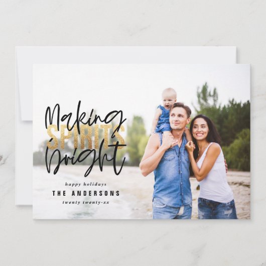 Moderne, minimale typografie chic Gold Kerstmis Feestdagenkaart (Voorkant)