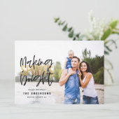 Moderne, minimale typografie chic Gold Kerstmis Feestdagenkaart (Staand voorkant)