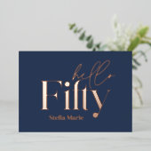 Moderne minimale typografie eenvoudig 50ste verjaa folie uitnodiging (Staand Voorkant)
