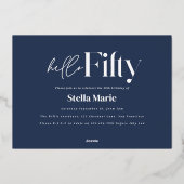 Moderne minimale typografie eenvoudig 50ste verjaa folie uitnodiging (Achterkant)