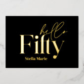 Moderne minimale typografie eenvoudige 50e verjaar folie uitnodiging (Voorkant)