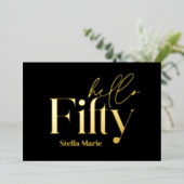 Moderne minimale typografie eenvoudige 50e verjaar folie uitnodiging (Staand Voorkant)