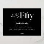 Moderne minimale typografie eenvoudige 50e verjaar folie uitnodiging (Achterkant)