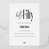 Moderne minimale typografie eenvoudige 50e verjaar folie uitnodiging (Achterkant)