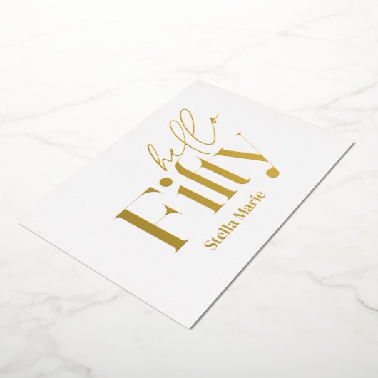 Moderne minimale typografie eenvoudige 50e verjaar folie uitnodiging (Gedraaid)