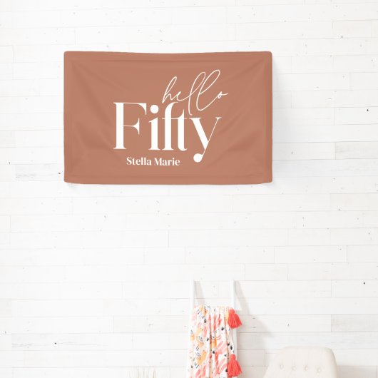 Moderne minimale typografie eenvoudige 50e verjaar spandoek (Insitu)