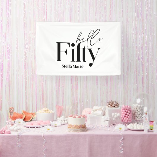 Moderne minimale typografie eenvoudige 50e verjaar spandoek (Feest)