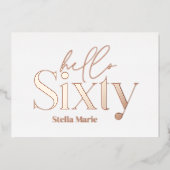 Moderne minimale typografie eenvoudige 60e verjaar folie uitnodiging (Voorkant)