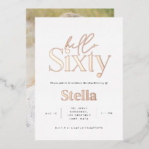 Moderne minimale typografie eenvoudige 60e verjaar folie uitnodiging