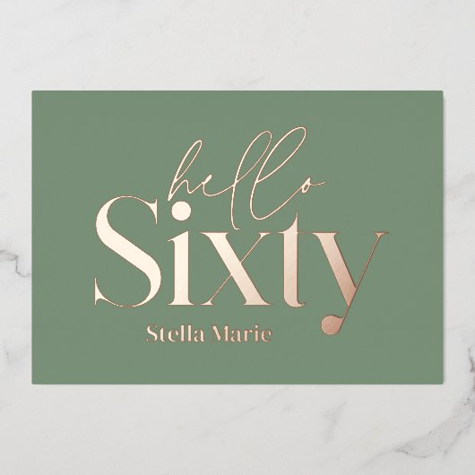 Moderne minimale typografie eenvoudige 60e verjaar folie uitnodiging (Voorkant)