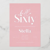 Moderne minimale typografie eenvoudige 60e verjaar folie uitnodiging (Voorkant)