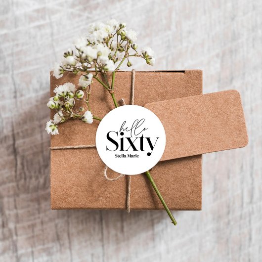 Moderne minimale typografie eenvoudige 60e verjaar ronde sticker