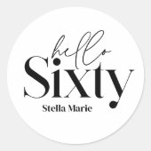 Moderne minimale typografie eenvoudige 60e verjaar ronde sticker (Voorkant)