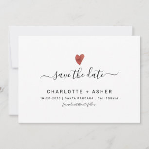 Moderne minimale typografie en hartslag besparen d save the date