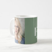 Moderne minimale typografie foto 50e verjaardag koffiemok (Voorkant links)