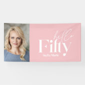Moderne minimale typografie foto 50e verjaardag spandoek (Horizontaal)