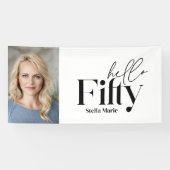 Moderne minimale typografie foto 50e verjaardag spandoek (Horizontaal)