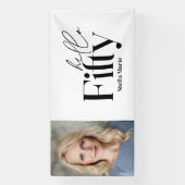 Moderne minimale typografie foto 50e verjaardag spandoek (Verticaal)