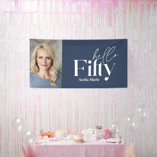 Moderne minimale typografie foto 50e verjaardag spandoek