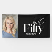 Moderne minimale typografie foto 50e verjaardag spandoek (Horizontaal)