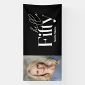 Moderne minimale typografie foto 50e verjaardag spandoek (Verticaal)