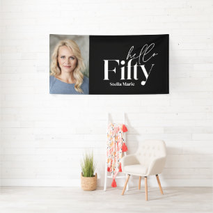 Moderne minimale typografie foto 50e verjaardag spandoek