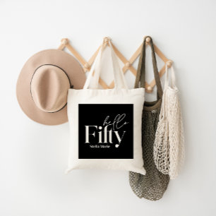 Moderne minimale typografie foto 50e verjaardag tote bag