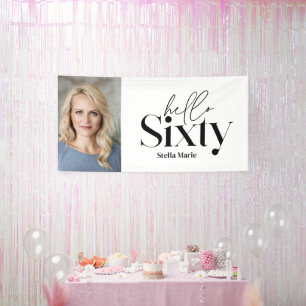 Moderne minimale typografie foto 60e verjaardag spandoek