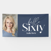 Moderne minimale typografie foto 60e verjaardag spandoek (Horizontaal)