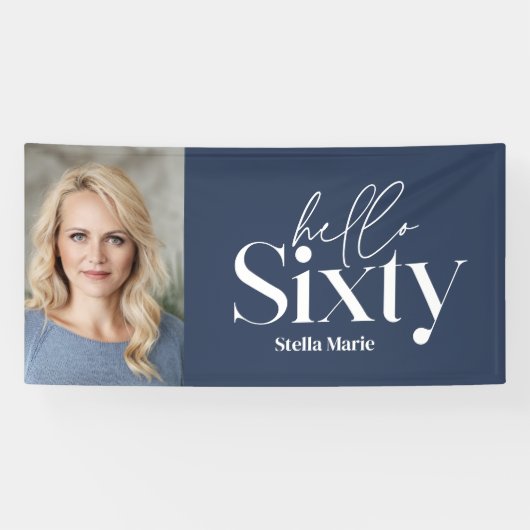 Moderne minimale typografie foto 60e verjaardag spandoek (Horizontaal)