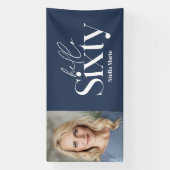 Moderne minimale typografie foto 60e verjaardag spandoek (Verticaal)