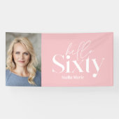 Moderne minimale typografie foto 60e verjaardag spandoek (Horizontaal)