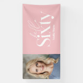 Moderne minimale typografie foto 60e verjaardag spandoek (Verticaal)