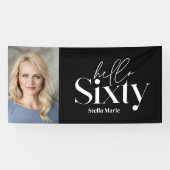 Moderne minimale typografie foto 60e verjaardag spandoek (Horizontaal)