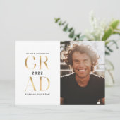 Moderne, minimale typografie foto afstuderen goud kaart (Staand voorkant)