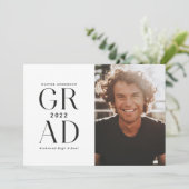 Moderne minimale typografie foto afstuderen zwart kaart (Staand voorkant)