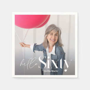 Moderne minimale typografie foto chic 60e verjaard servet