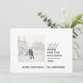 Moderne minimale typografie foto nog steeds thuis feestdagenkaart (Staand voorkant)