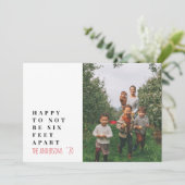 Moderne minimale typografie foto rood feestdagenkaart (Staand voorkant)