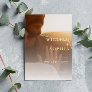 Moderne minimale Typografie Foto slaat de datum op Folie Uitnodiging