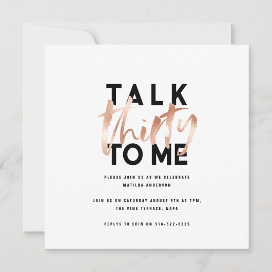 Moderne minimale typografie girale roos goud 30e (Voorkant)