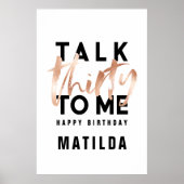 Moderne minimale typografie girale roos goud 30e poster (Voorkant)