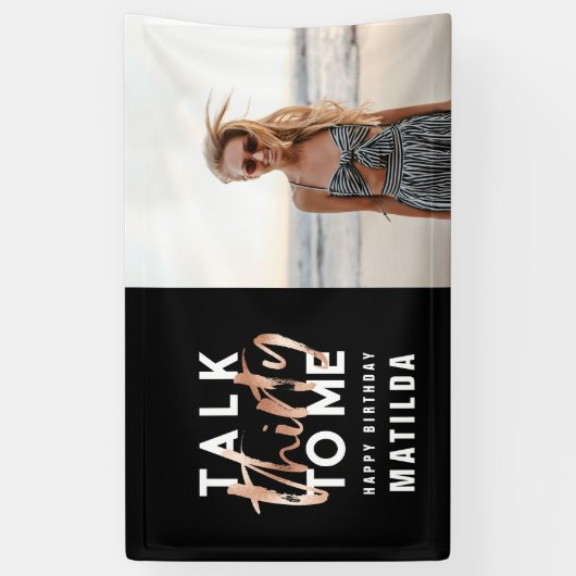 Moderne minimale typografie girale roos goud 30e spandoek (Verticaal)