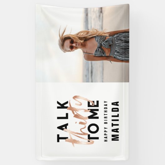 Moderne minimale typografie girale roos goud 30e spandoek (Verticaal)