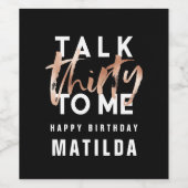 Moderne minimale typografie girale roos goud 30e wijn etiket (Enkel label)