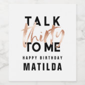 Moderne minimale typografie girale roos goud 30e wijn etiket (Enkel label)