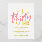 Moderne minimale typografie girale roze 30e folie uitnodiging (Voorkant)